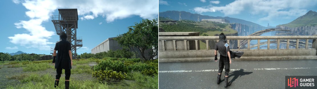 To get the photos Vyv wants, you&rsquo;ll need to get a photo from a watch tower east of an imperial fort (left) and from a highway to the south (right).