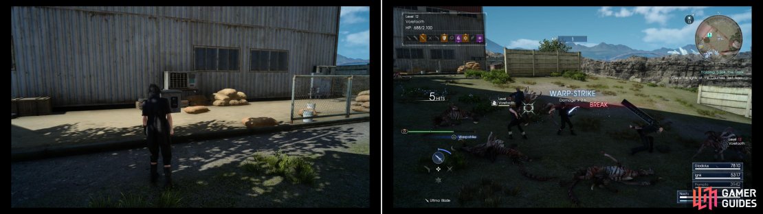 Go to each site and check to see if it&rsquo;s functioning properly (left), and at the Cauthess Rest Area you&rsquo;ll encounter a pack of Voretooths (right).