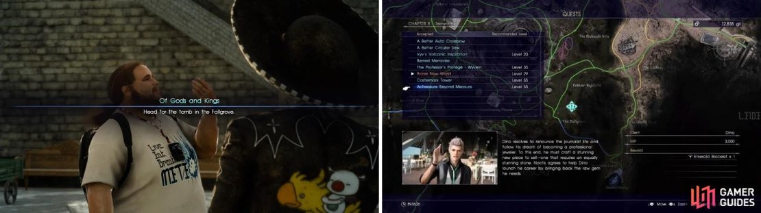 Both Vyv (left) and Dino (right) have sidequests that will have you either near or going inside Costlemark, so grab them before heading there.