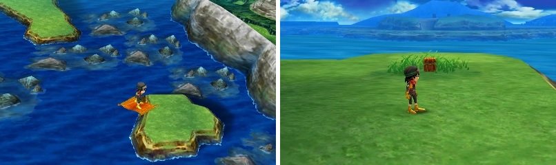 The one small island near Wetlock (left) will have a treasure chest on it (right).