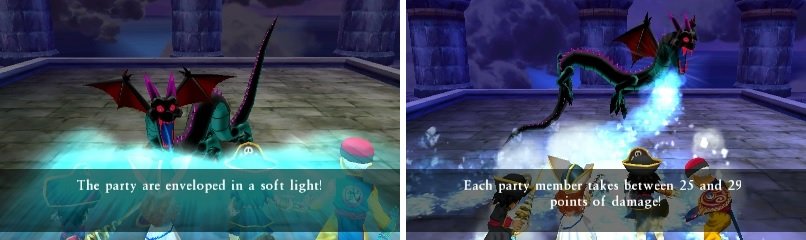 Insulatle is a great skill for this fight (left), as it can reduce the damage done from Sulkk&rsquo;s breath attacks (right).