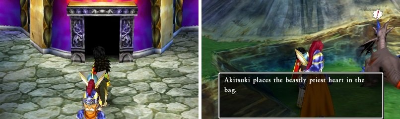 Opening the front door (left) will make it easy to enter/exit the Cathedral. Don&rsquo;t forget to pick up the monster heart on the overworld (right).