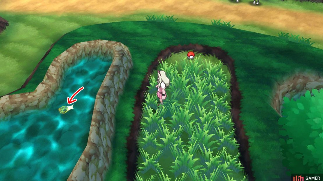 028: Pond south from the Pokemon Center (requires Fishing Rod).