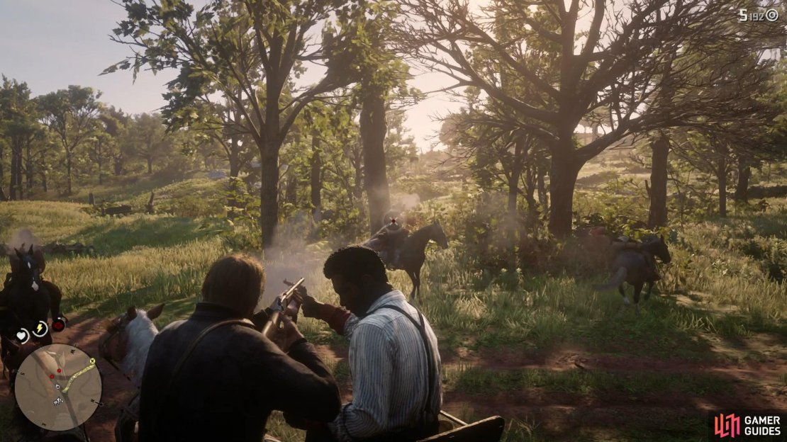 There’s three more mounted Raiders to deal with on your way back to camp.