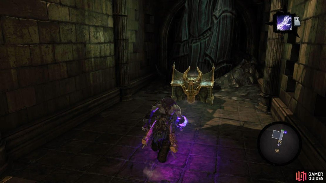When you can go no further; surface and find the block sitting above the water on one of the walls. Wall run up to this and then death grip up again to the platform above. Open the chest here for a legendary weapon &lsquo;Hell Maul&rsquo;.