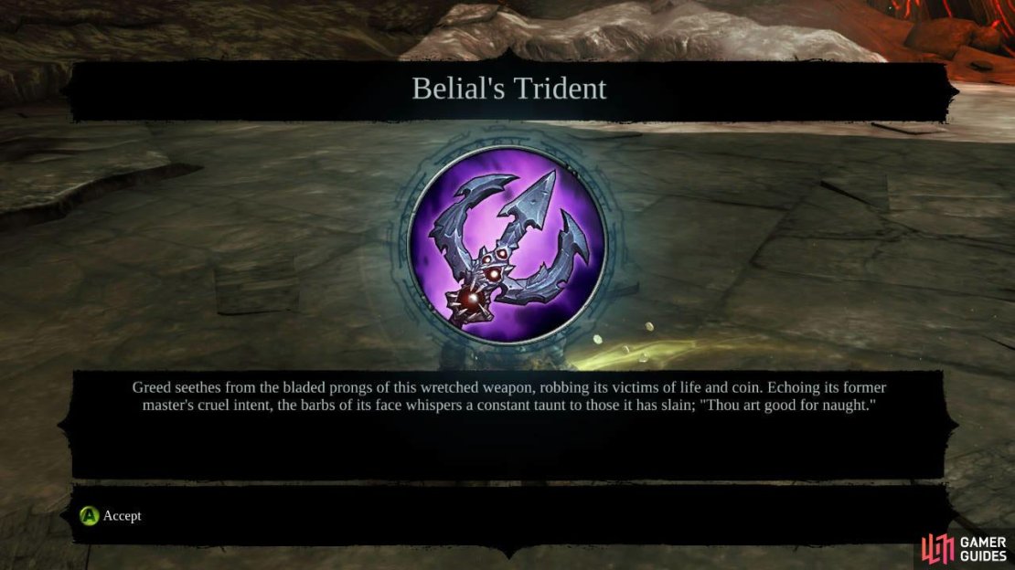 Note that Vulgrim will also deposit a legendary weapon - Belial&rsquo;s Trident in your mailbox for completing the quest!