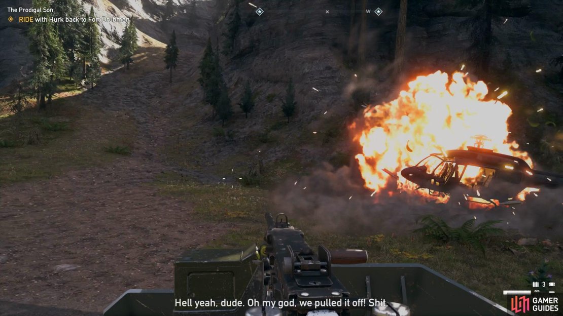 The helicopter doesn&rsquo;t need many bullets to go up in flames.