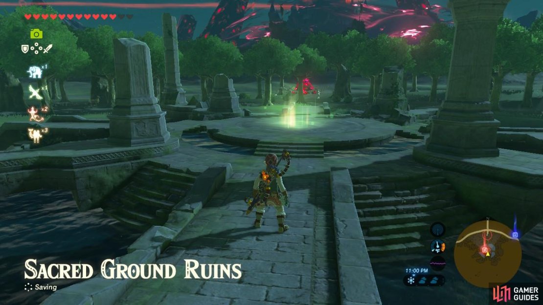 The first memory is located in the Sacred Ground Ruins in the Central region