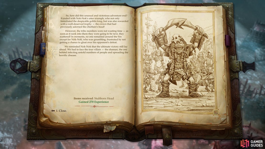 Guide Nok-Nok to victory against the Goblin King and you’ll obtain the “Stubborn Head” helmet.