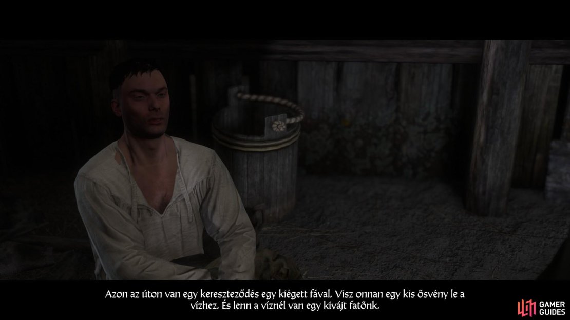 Speak with the Cuman through the vagrant to find out where the treasure is hidden.