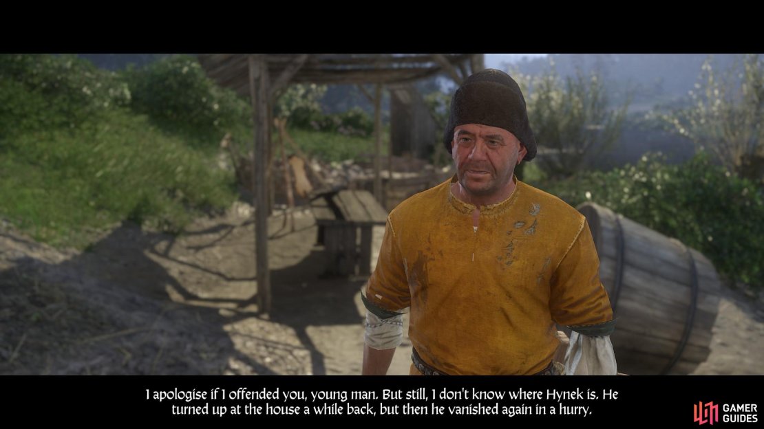Speak with Hynek&rsquo;s father on the outskirts of Ledetchko to learn anything about where he might be.