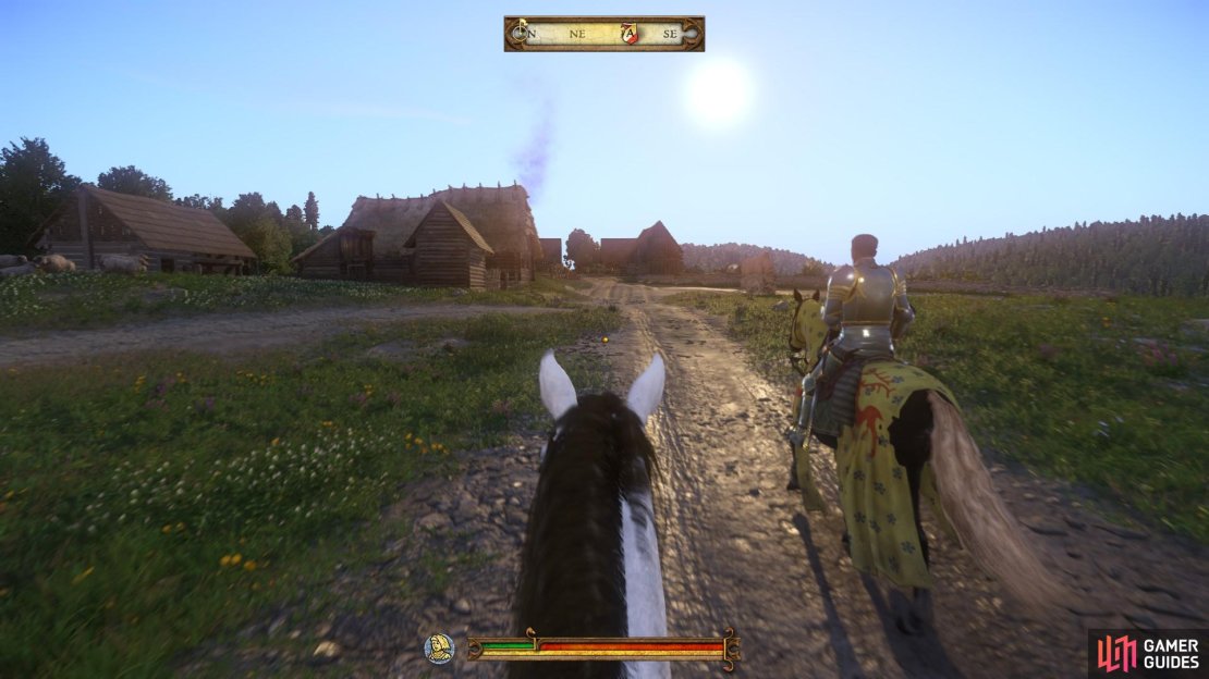 Ride with Lord Capon to the camp and stay beside him to hear what he has to say.