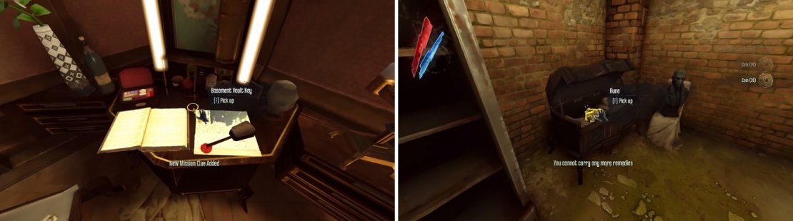 The key to the basement vault is randomly in one of the three Boyles&rsquo; bedrooms upstairs (left). Once you have it, the Rune will be in the chest in the room (right).