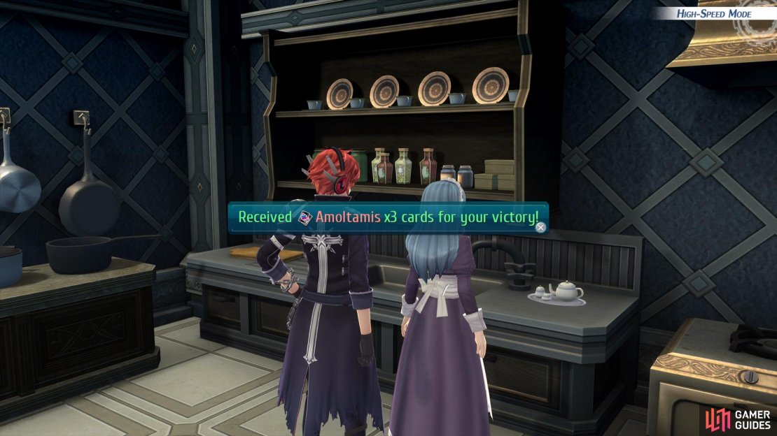 Challenge Setsuna to a game of Vantage Masters for the Amoltamis card.