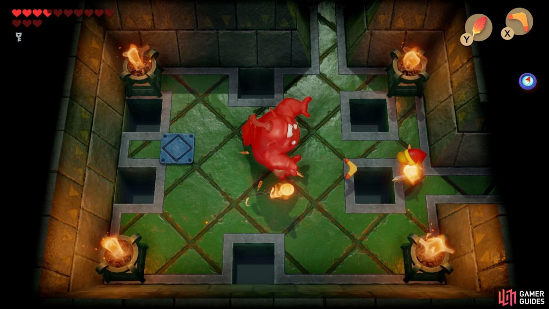 Stand on the opposite side of a Hole so the Hinox can&rsquo;t reach you then fire your Boomerang at him.