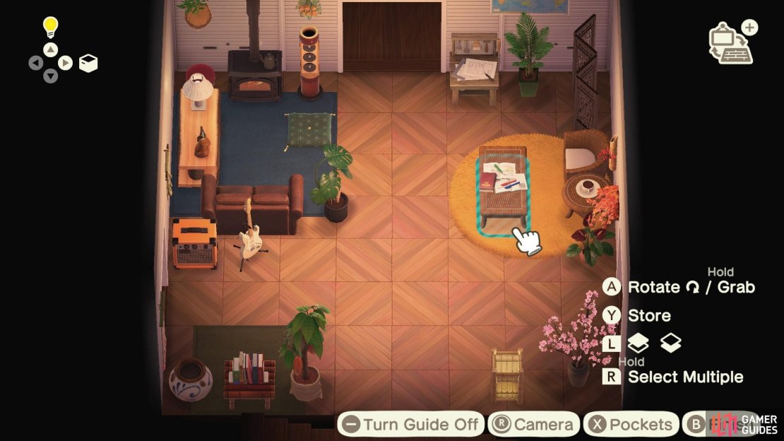 You can move, rotate and store items.