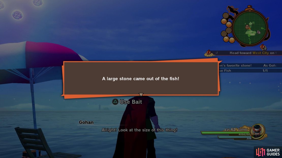 Catch the Blue Fish and you will automatically get back the stone