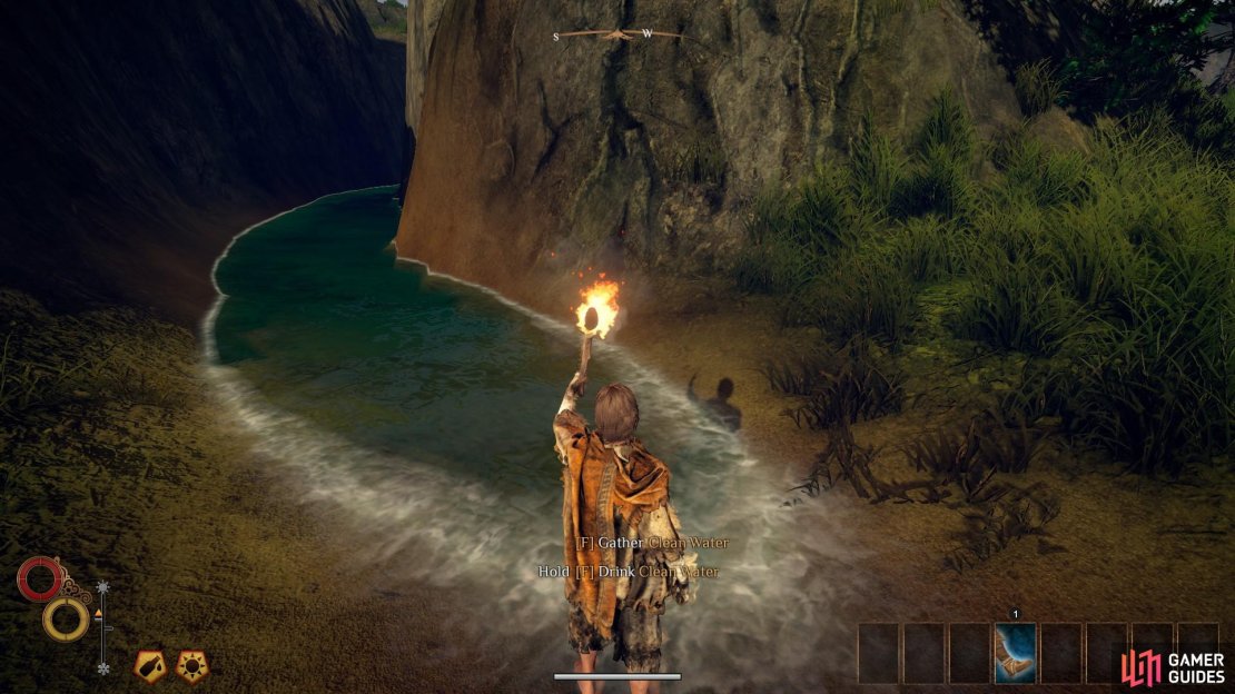 The stream leading to the location of the harpoon.