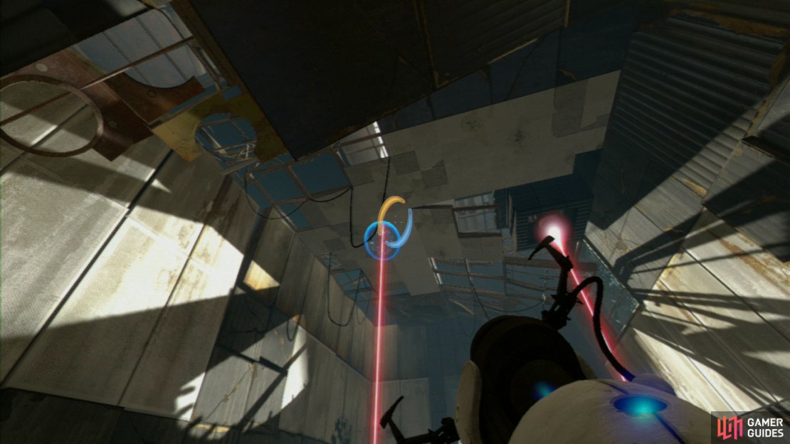 There&rsquo;s a part of the ceiling that doesn&rsquo;t have any shaded panels on it (check out our screenshot above), fire your exit portal here.