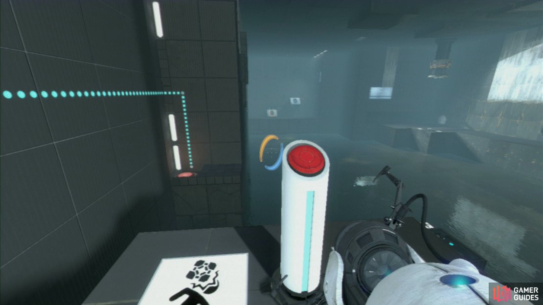 Hit the red button and you&rsquo;ll unleash a trail of waste materials from the chute near the start of the chamber.