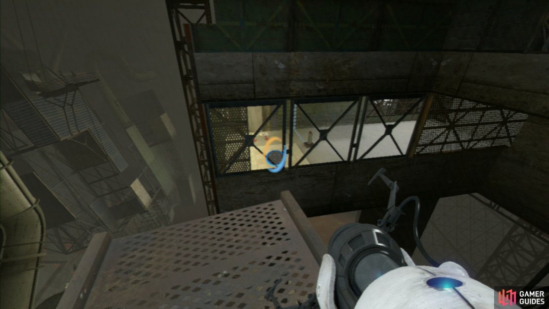 At the end of the walkway you&rsquo;ll be overlooking the actual test chamber itself, so get a portal onto the floor in here and step back through the portal you just came through and you&rsquo;ll reappear in the third chamber.