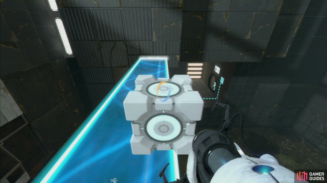 Carry the Cube over the acid and set it so it&rsquo;s half on and half off the right-hand side of the light bridge.