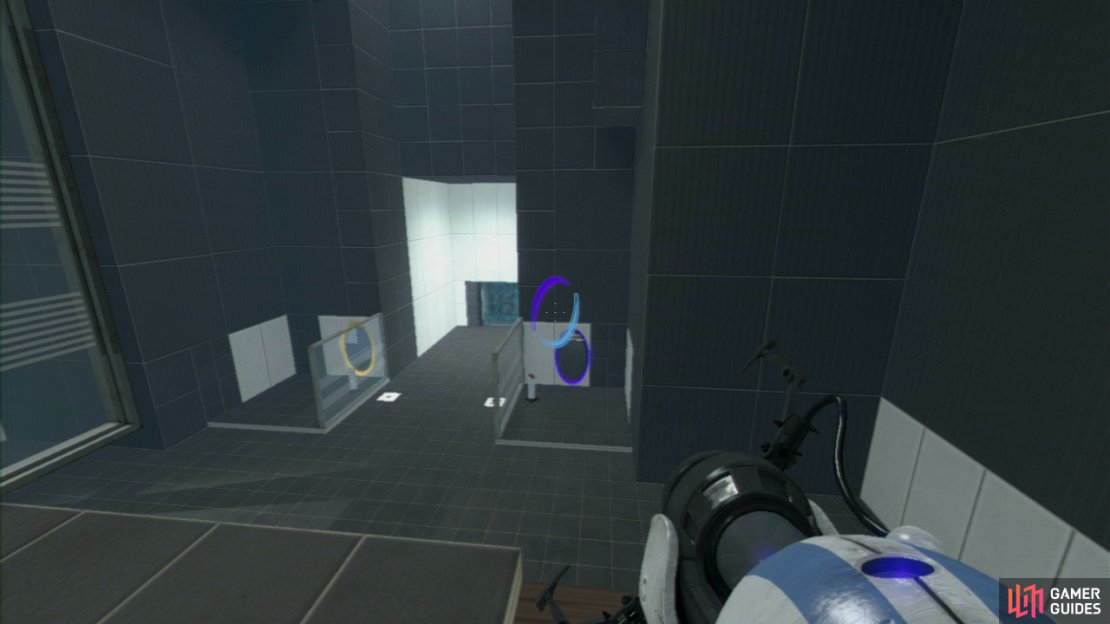 Player 1: Run through the portal so you&rsquo;re on the upper-level directly opposite the switch. You should spot player 2 directly opposite from you standing by their switch.