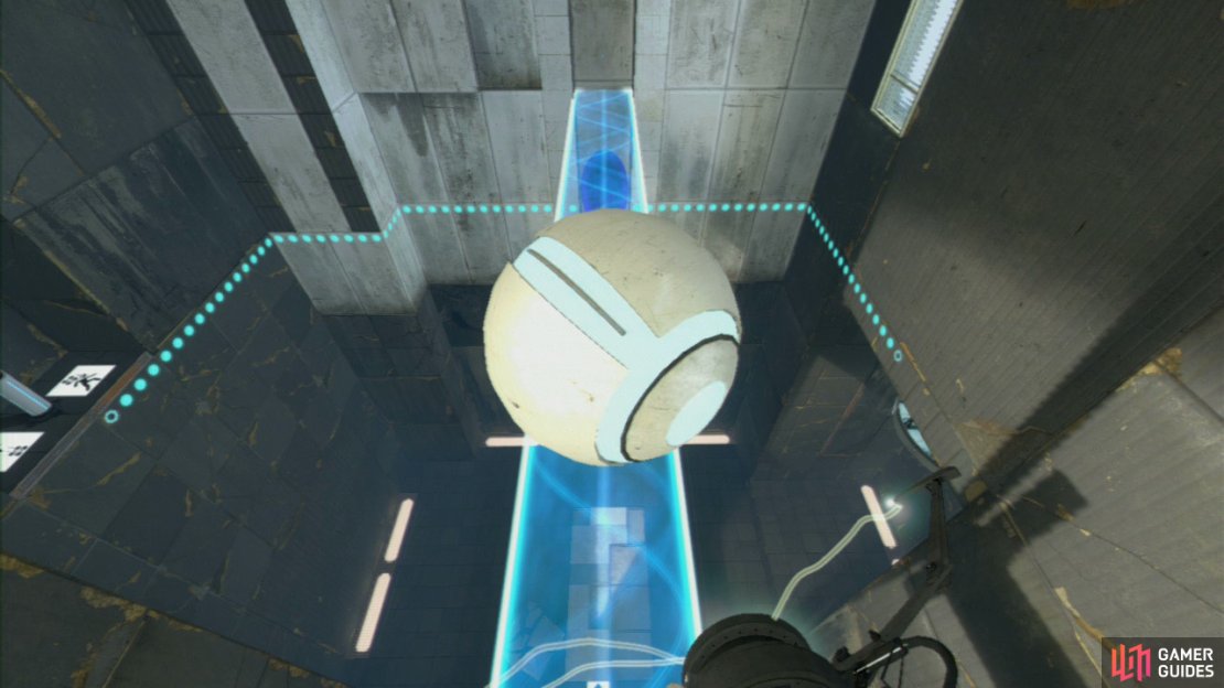 Player 2: Fire a portal at the very top of the room (so it covers the blue force field), otherwise you&rsquo;ll vaporise the ball needed to exit the level. Once player 1 steps on the Faith Plate and hits the light bridge with their head, immediately get a portal underneath them, so they can land on it.