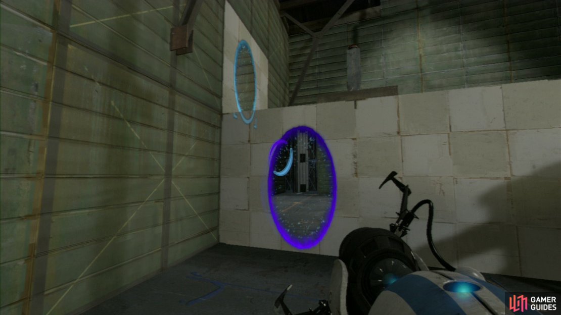 Player 1: As soon as the chamber starts, hang a left and place a portal on the side of the ledge and then on the single wall panel located just above on the left-hand wall. Once you&rsquo;re up beside the red button, push it to drop some repulsion gel onto the floor near the lift.