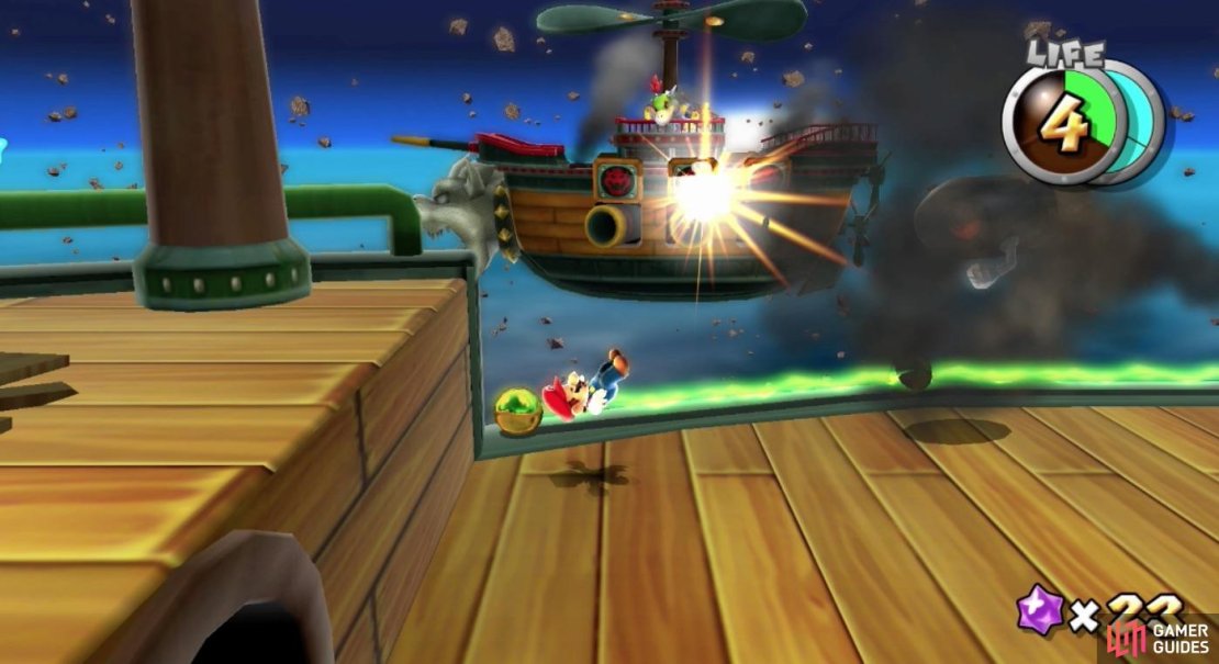 Bowser Jr.&rsquo;s Airship rarely has invincibility so take every shot with a shell when you can.
