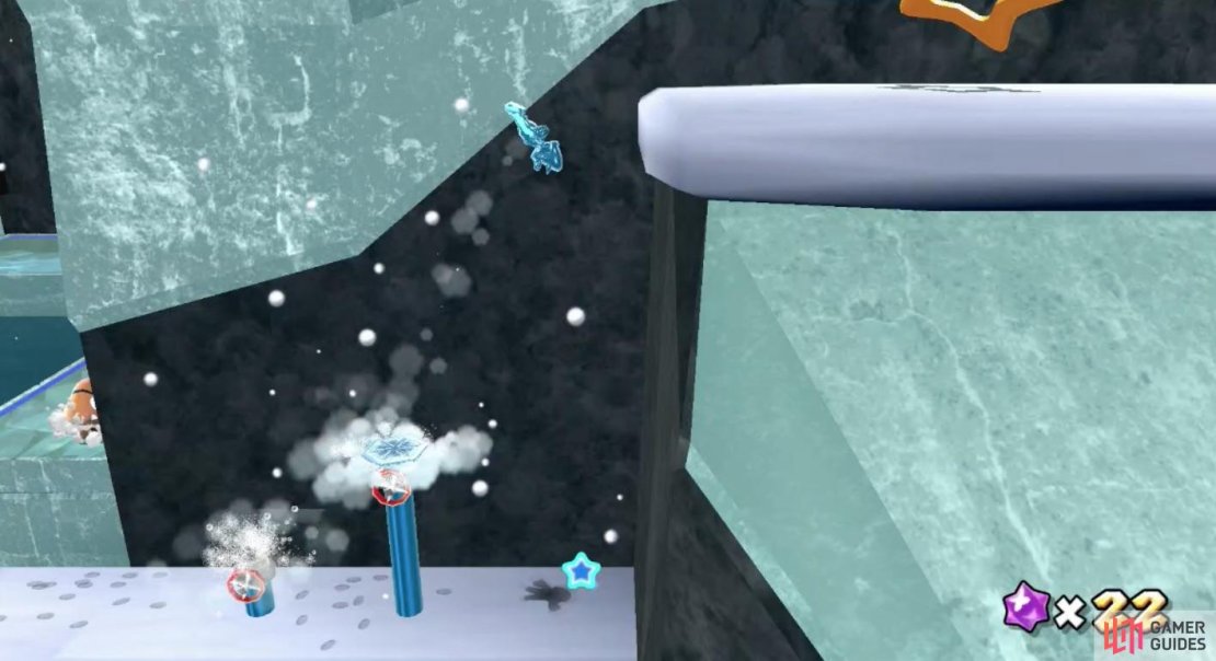 You&rsquo;re going to have to triple jump using the water spouts to get high enough to reach the Sling Star.