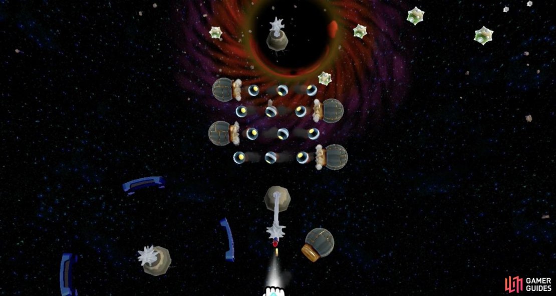 Wait for the first Cannonball to explode and you should see a big gap to fly through!