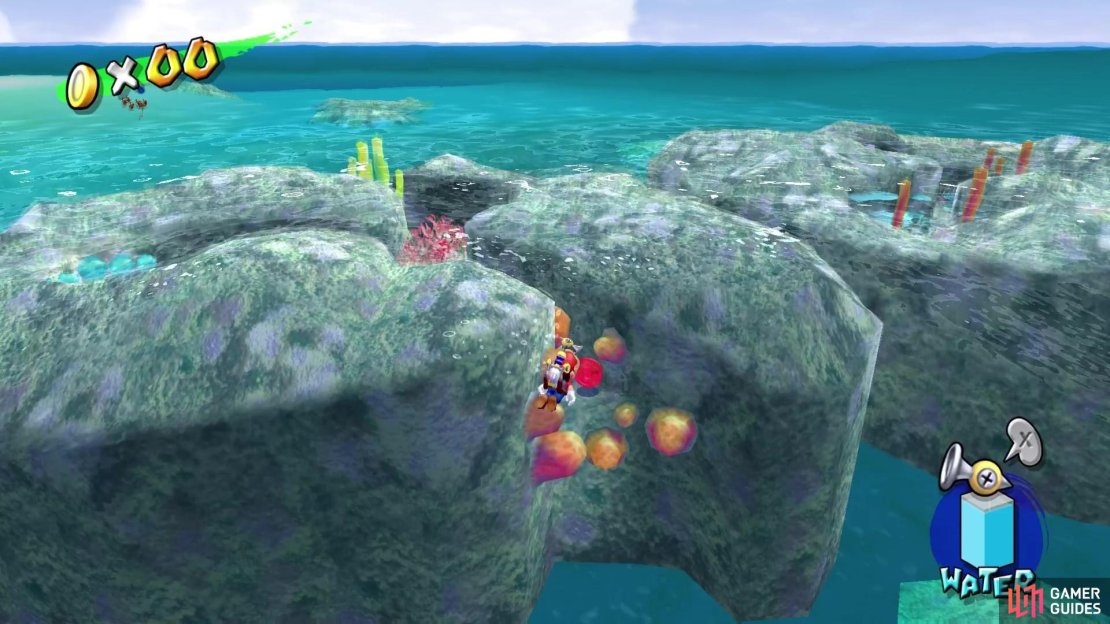 The first red coin you’ll spot is in between a few red anemones.