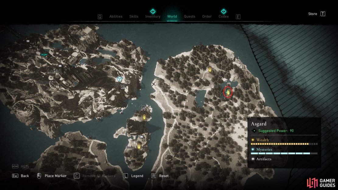 The location of the first Ymir’s Tear Stone that can be found north of Trolltonn.