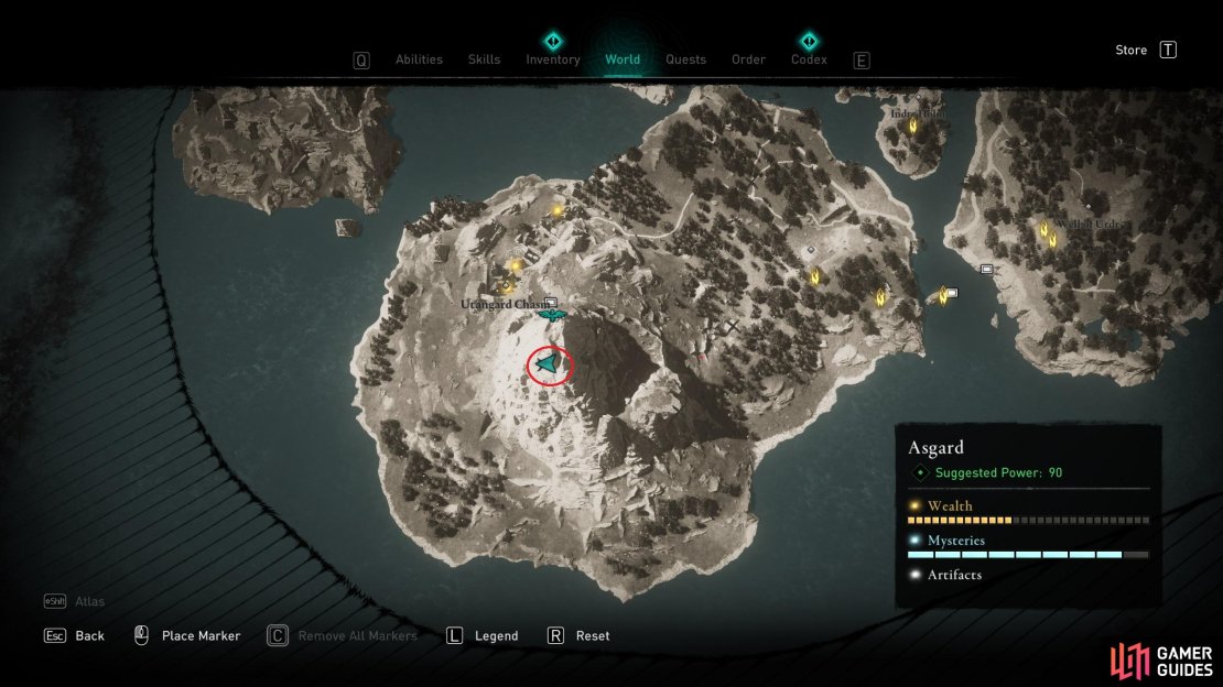 The location of the wealth southeast of Utangard Chasm.