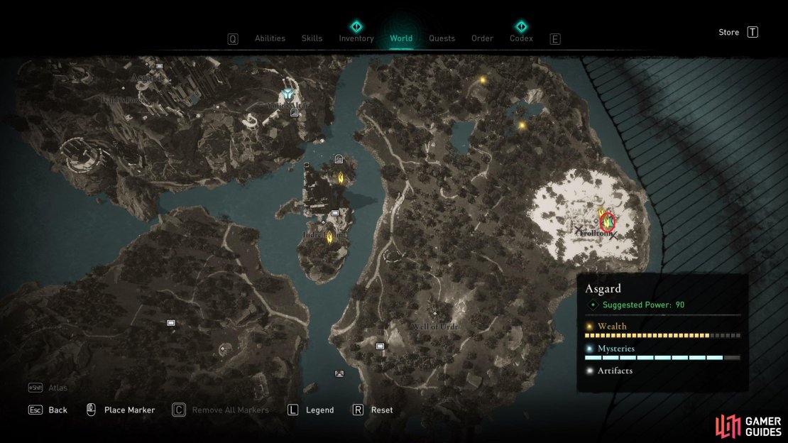 The location of the third Ymir’s Tear Stone within Trolltonn.