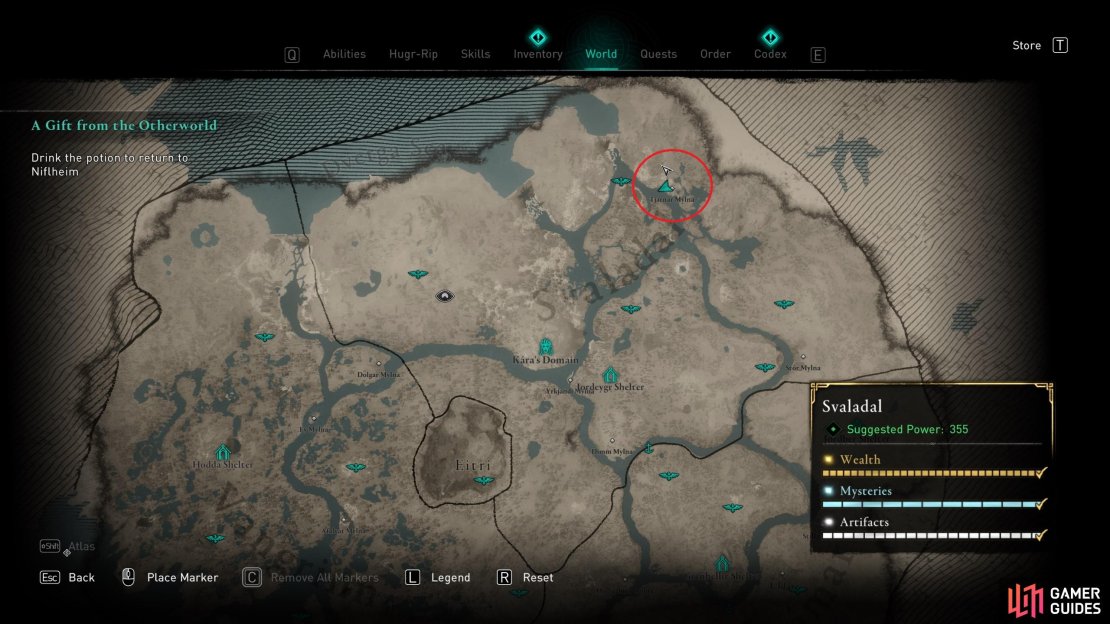 The location of Tjarnar Mylna in northern Svaladal, where you&rsquo;ll find plenty of Jotnar.