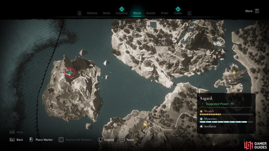 The location of the wealth on the western island within Asgard.