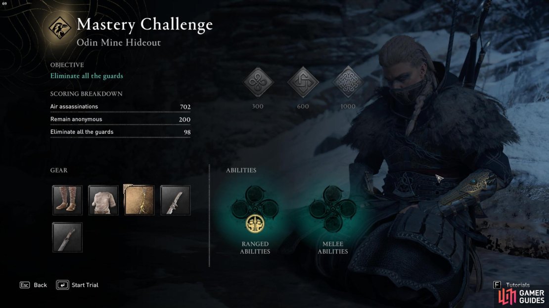 The Trial of the Raven at Odin Mine Hideout requires that you stealthily air assassinate all enemies.