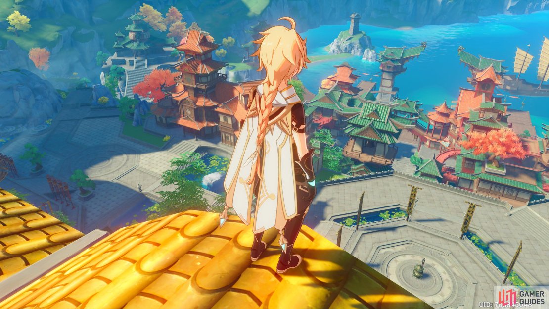 The Traveler’s first time in Liyue Harbor.
