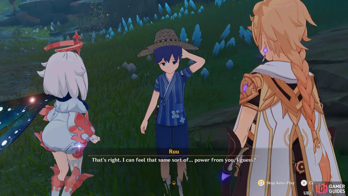 Ruu’s talking to the Traveler and Paimon about the Peculiar Pinion.