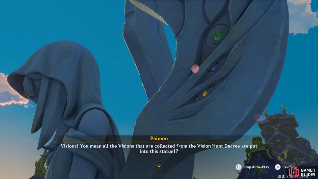 The Statue of the Omnipresent God has Visions taken in the Vision Hunt Decree embedded into it.