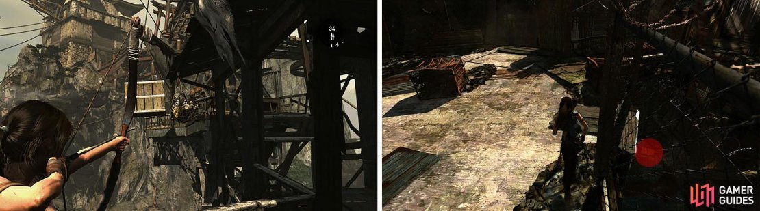 Check the area carefully so you don&rsquo;t miss the salvage (left) or Food Cache (right).