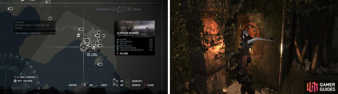 Flag 1 - In the gun room, as soon as you enter the bunker.