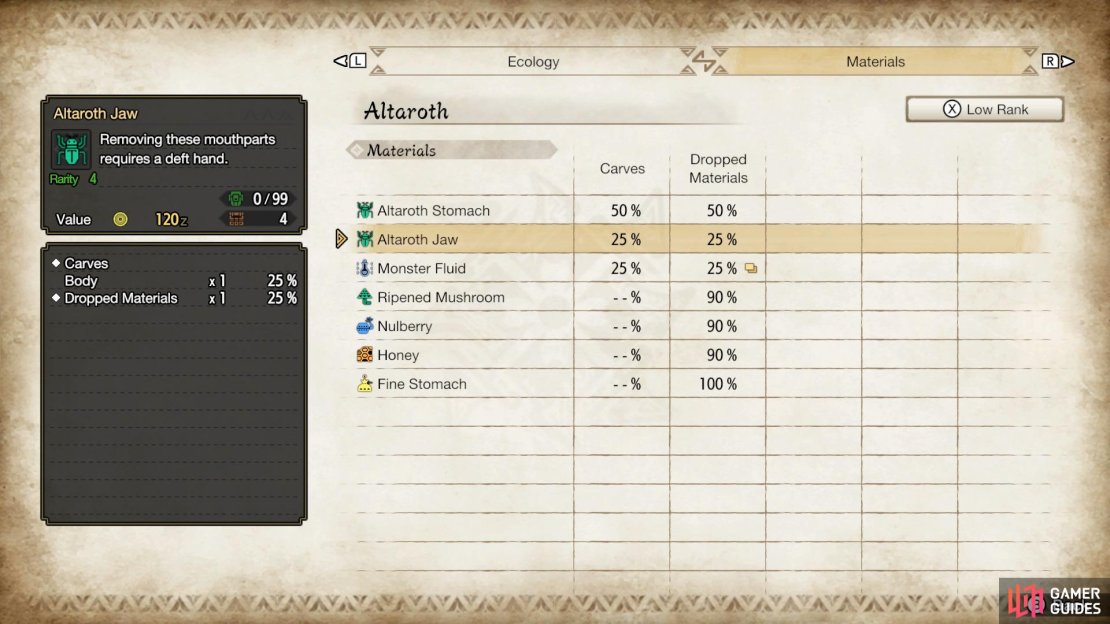 Altaroth Jaw is dropped from a low rank Altaroth.