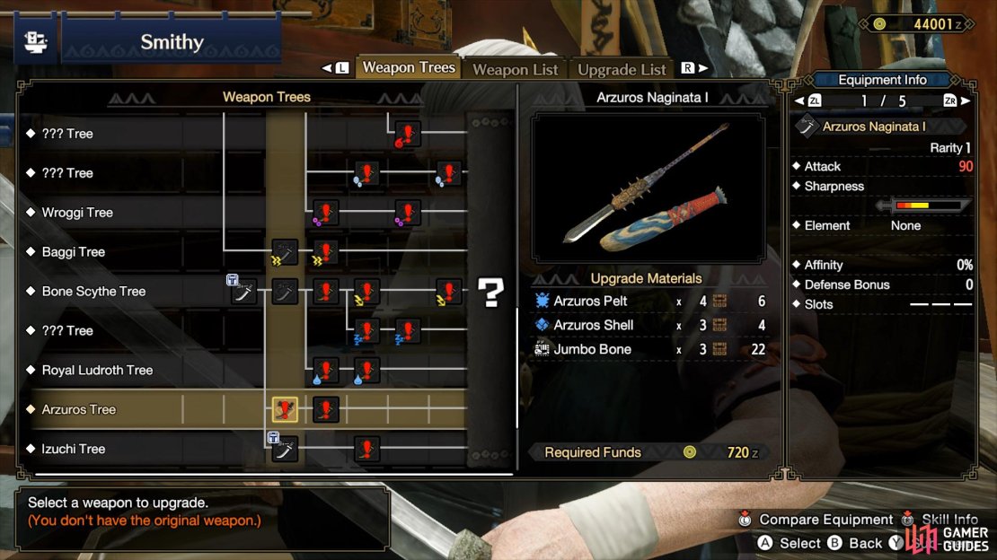 Arzuros Naginata I is a weapon that requires Arzuros Shells.