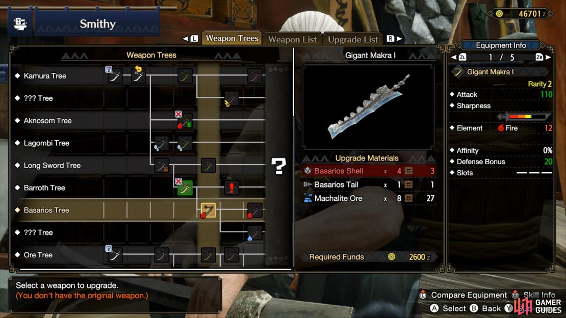 Gigant Makra I is a weapon that requires Basarios Shells to craft.