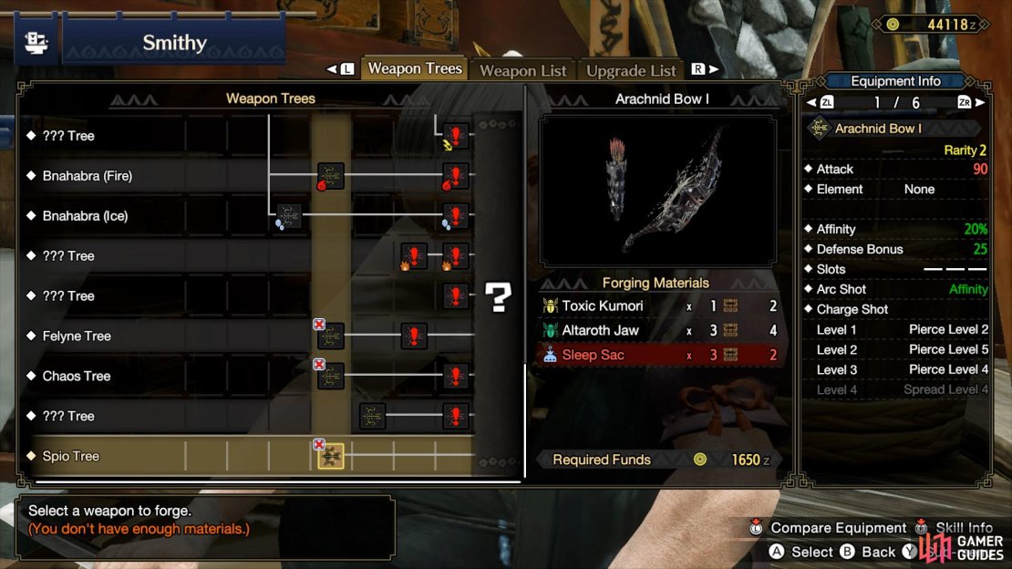 The Arachnid Bow is a weapon that requires Toxic Kumori.