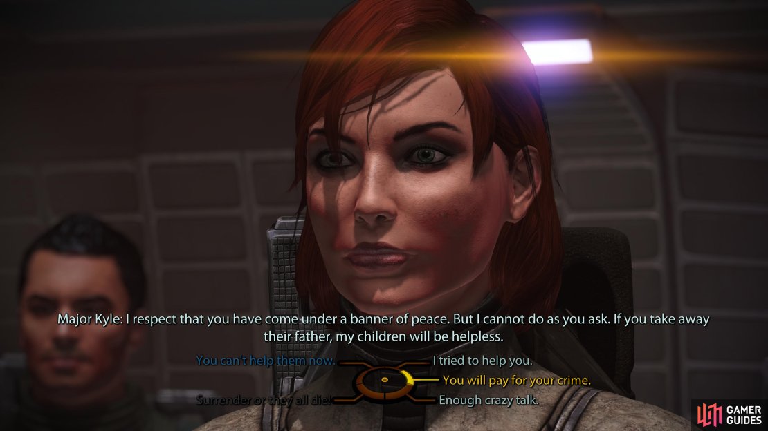 Using Charm or Intimidate on Major Kyle will result in no fighting if you give him the time after.