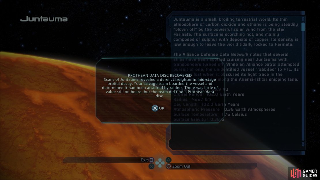 The Prothean Data Disc on Juntauma.